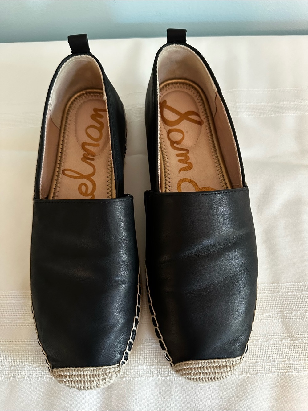 Sam Edelman Black Leather Espadrille Slip-Ons (Women)